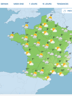 Carte de France météo France